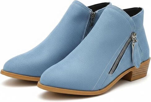 GHIBHNA Women'S Suede Chunky Heel Walking Ankle Boots With Side Zipper Retro Pointed Toe Low Block Heel Comfortable Work Boots Stylish Everyday Non-Slip Boot in Saudi Arabia