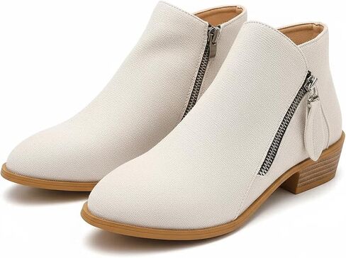 GHIBHNA Women'S Suede Chunky Heel Walking Ankle Boots With Side Zipper Retro Pointed Toe Low Block Heel Comfortable Work Boots Stylish Everyday Non-Slip Boot in Saudi Arabia