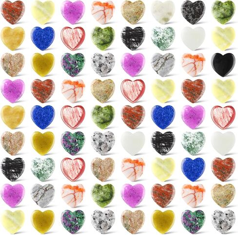 Nuenen 72 PCS طبيعية على شكل قلب من الحجر الكريستالي 0.8 '' Stone Stone Bulk Palk Play Pocket Elected Love Mini Gemstone Decor in Saudi Arabia