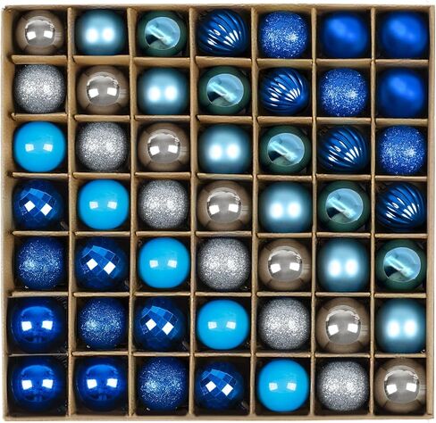 Sayrrame Mini Christmas Tree الحلي، 49ct 1.18 بوصة صغيرة زرقاء فضية عيد الميلاد الحلي مجموعة لشجرة، شاتيربروف البلاستيك شنقا زينة الكرة مجموعة لعيد الميلاد عطلة الجدول إكليل ديكور in Kuwait