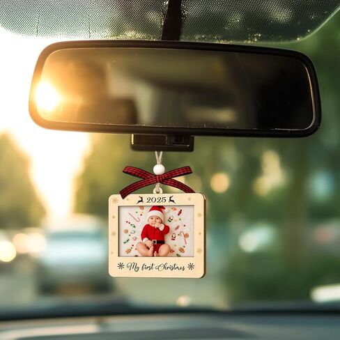 Couple Fox Baby's First Christmas Ornament 2025 - Wooden Landscape Picture Frame Ornaments For Xmas Tree - My First Christmas Ornament Boys, Girls - Baby's First Xmas Gifts in Saudi Arabia
