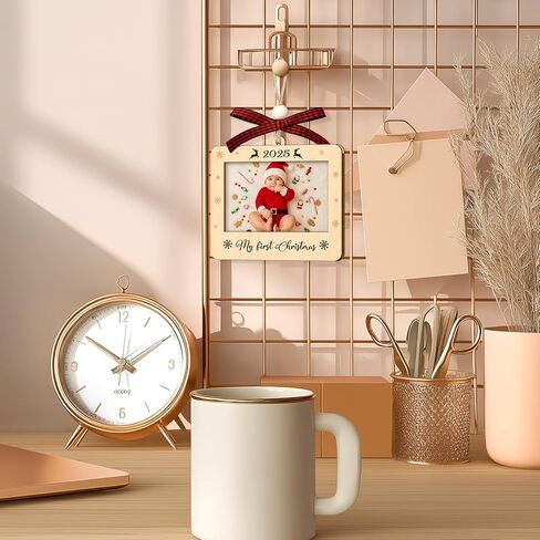 Couple Fox Baby's First Christmas Ornament 2025 - Wooden Landscape Picture Frame Ornaments For Xmas Tree - My First Christmas Ornament Boys, Girls - Baby's First Xmas Gifts in Saudi Arabia