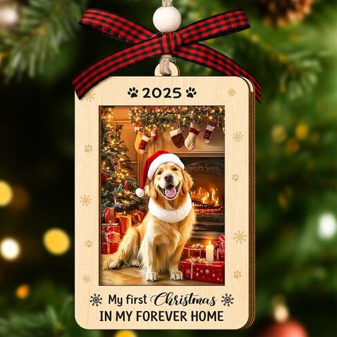 Couple Fox Baby's First Christmas Ornament 2025 - Wooden Landscape Picture Frame Ornaments For Xmas Tree - My First Christmas Ornament Boys, Girls - Baby's First Xmas Gifts in Saudi Arabia