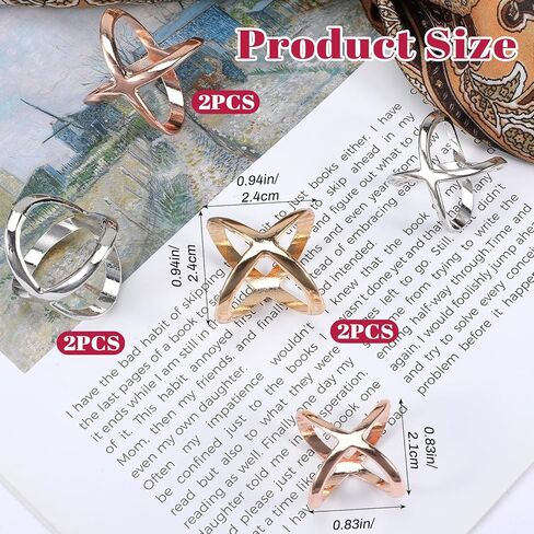Classicseali 6PCS Scarf Rings, Cross-Shaped Cutout Scarf Ring Clip, Smooth Scarfs Slide, for Women's Shawl, Silk Neckerchief, Gold, Silver, Rose Gold in Saudi Arabia