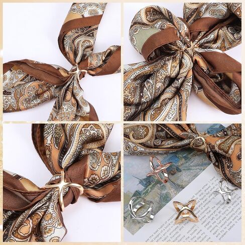 Classicseali 6PCS Scarf Rings, Cross-Shaped Cutout Scarf Ring Clip, Smooth Scarfs Slide, for Women's Shawl, Silk Neckerchief, Gold, Silver, Rose Gold in Saudi Arabia