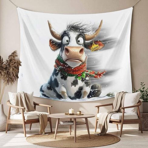 Tapestry Wall Hanging Funy Cow Trembling In The Snow Room Decor Tapestries for Bedroom Living Room College Dorm Aesthetic Large 59x79 Inch in Saudi Arabia