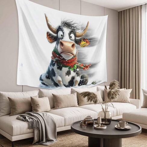 Tapestry Wall Hanging Funy Cow Trembling In The Snow Room Decor Tapestries for Bedroom Living Room College Dorm Aesthetic Large 59x79 Inch in Saudi Arabia