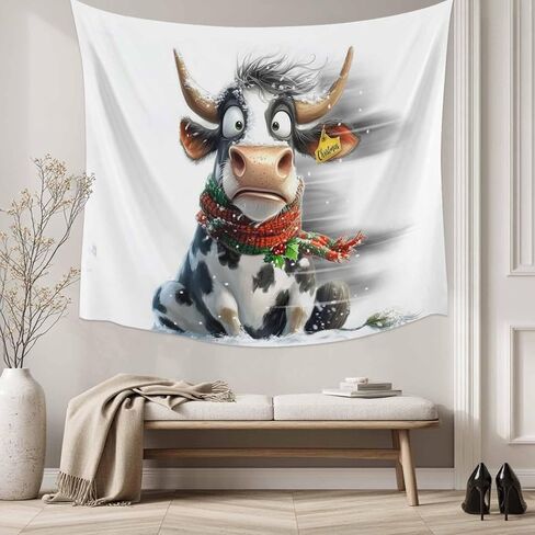 Tapestry Wall Hanging Funy Cow Trembling In The Snow Room Decor Tapestries for Bedroom Living Room College Dorm Aesthetic Large 59x79 Inch in Saudi Arabia