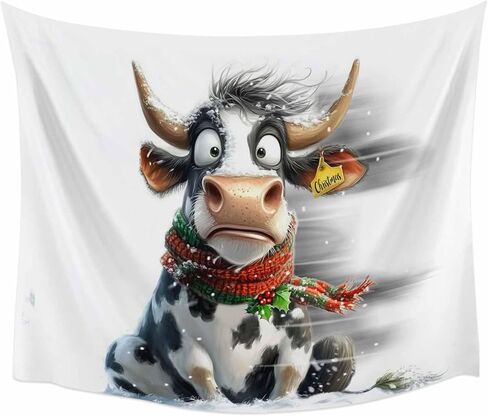 Tapestry Wall Hanging Funy Cow Trembling In The Snow Room Decor Tapestries for Bedroom Living Room College Dorm Aesthetic Large 59x79 Inch in Saudi Arabia