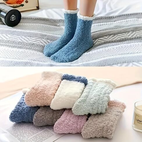6 Pairs Womens Fuzzy Socks for Women, Warm Soft Christmas Sleeping Socks for Women Christmas Gift in Saudi Arabia