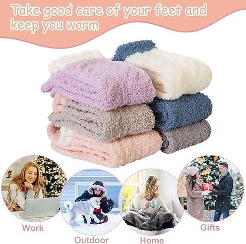 6 Pairs Womens Fuzzy Socks for Women, Warm Soft Christmas Sleeping Socks for Women Christmas Gift in Saudi Arabia