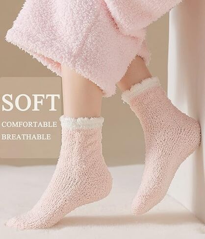 6 Pairs Womens Fuzzy Socks for Women, Warm Soft Christmas Sleeping Socks for Women Christmas Gift in Saudi Arabia