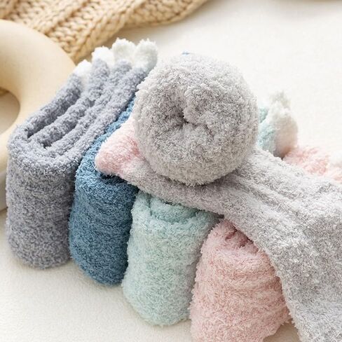 6 Pairs Womens Fuzzy Socks for Women, Warm Soft Christmas Sleeping Socks for Women Christmas Gift in Saudi Arabia