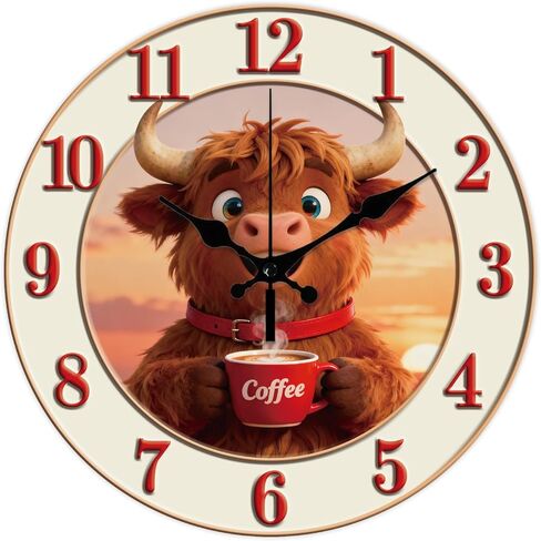 CHGCRAFT Funny Chef Wall Clock 12 Inch Cartoon Style Clock Kitchen Wood Board Round Decorative Clocks for Bedroom Living Room Kitchen Office in Saudi Arabia