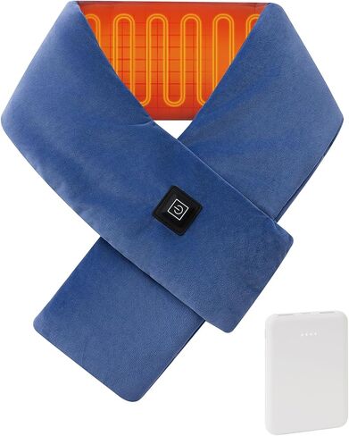 Heated Scarf Neck Heating Pad with 5000mAh Power Bank, Soft Velvet Heated Neck Wrap with 3 Heat Levels, Portable Cordless Neck Warmer for Men & Women Outdoor Winter Use – Black in Saudi Arabia