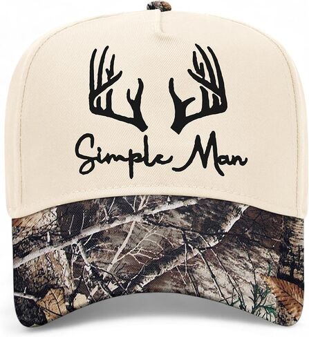 Simple Man Hat | Antlers | Premium Adjustable Hunting Snapback Baseball Vintage Trucker Hat for Men & Women in Saudi Arabia