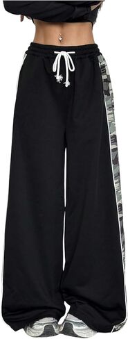 Floerns Girl's Y2k Camo Sweatpants Drawstring Waist Wide Leg Baggy Track Pants Streetwear in Saudi Arabia