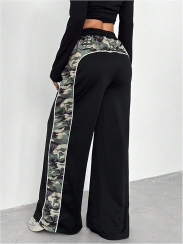 Floerns Girl's Y2k Camo Sweatpants Drawstring Waist Wide Leg Baggy Track Pants Streetwear in Saudi Arabia