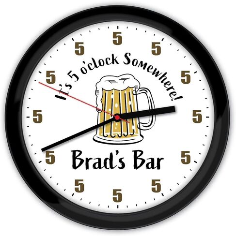 Generic Personalized It's 5 O'Clock Somewhere Wall Clock - Home, Bar, Beer, Mancave, Gift, Decor, Black or White Frame Room in Saudi Arabia