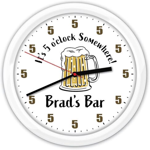 Generic Personalized It's 5 O'Clock Somewhere Wall Clock - Home, Bar, Beer, Mancave, Gift, Decor, Black or White Frame Room in Saudi Arabia