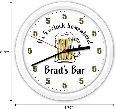 Generic Personalized It's 5 O'Clock Somewhere Wall Clock - Home, Bar, Beer, Mancave, Gift, Decor, Black or White Frame Room in Saudi Arabia