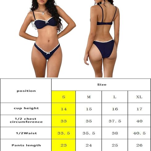 Women Sexy 2 Piece Bikini Sets Fashion Lace Trim Bow Bikini Top and Triangle Bottom Bathing Suit Summer Swimwear in Saudi Arabia