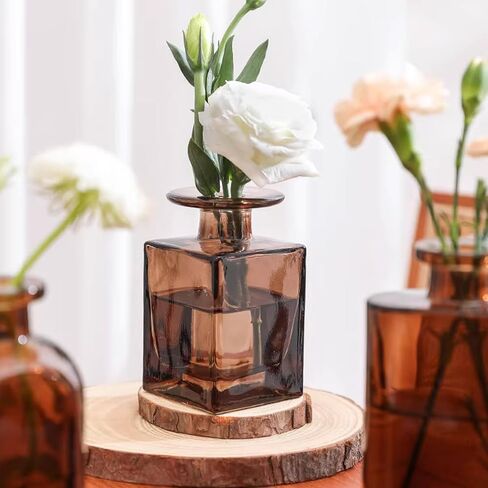 150ML/5OZ Square Glass Diffuser Bottles Empty Decorative Bottle Refillable Aromatherapy Container Fragrance Accessories for Home and Office(Brown) in Saudi Arabia