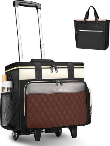 Ytonet Rolling Teacher Bag, Multifunctional Teacher Tote Bag with Detachable Dolly & File Tote, Large Rolling Briefcase with 15.6" Padded Laptop Compartment for Teaching, Office, Work, Craft, Black in Kuwait