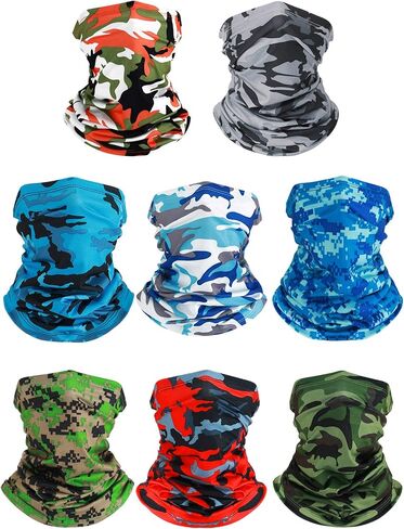 SATINIOR Summer Camo Neck Gaiter UV Protection Cooling Face Mask Sun Hood Bandanas for Men Women Sunscreen Breathable Bandana in Kuwait