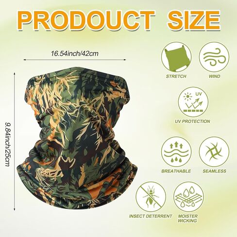 SATINIOR Summer Camo Neck Gaiter UV Protection Cooling Face Mask Sun Hood Bandanas for Men Women Sunscreen Breathable Bandana in Kuwait