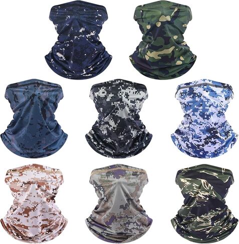 SATINIOR Summer Camo Neck Gaiter UV Protection Cooling Face Mask Sun Hood Bandanas for Men Women Sunscreen Breathable Bandana in Kuwait