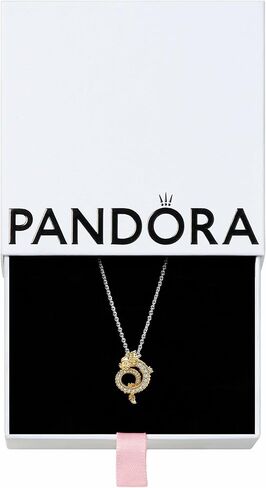 PANDORA Dragon Collier Necklace - 14K Gold & Sterling Silver Necklace with Cubic Zirconia for Women - PANDORA Moments Jewelry - Gifts for Women - Includes Gift Box - 17.7“ in Saudi Arabia