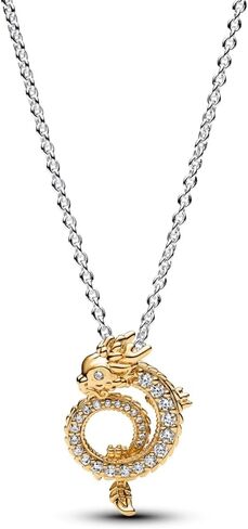 PANDORA Dragon Collier Necklace - 14K Gold & Sterling Silver Necklace with Cubic Zirconia for Women - PANDORA Moments Jewelry - Gifts for Women - Includes Gift Box - 17.7“ in Saudi Arabia
