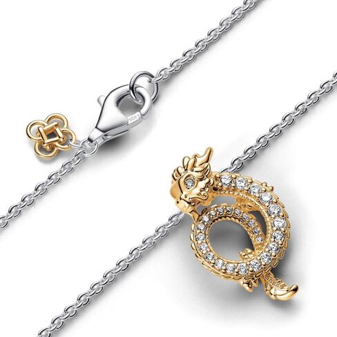 PANDORA Dragon Collier Necklace - 14K Gold & Sterling Silver Necklace with Cubic Zirconia for Women - PANDORA Moments Jewelry - Gifts for Women - Includes Gift Box - 17.7“ in Saudi Arabia