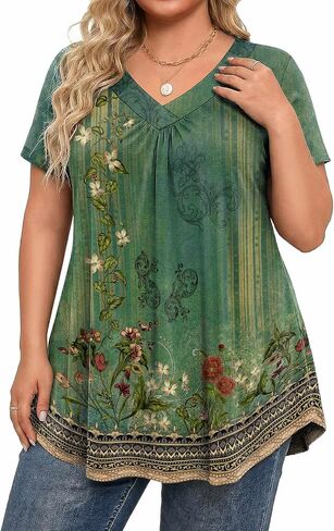 IN'VOLAND Plus Size Tops for Women Loose Fit Dressy Beach Vacation Outfit Trendy Shirt Summer Spring Fashion Clothes in Saudi Arabia