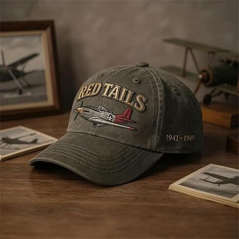 قبعة التراث Tuskegee Airmen Red Tails Heritage، مطرزة RedTails P-51 الحرب العالمية الثانية التاريخ العسكري قبعة بيسبول قابلة للتعديل in Saudi Arabia
