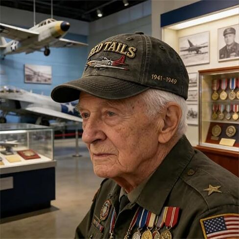 قبعة التراث Tuskegee Airmen Red Tails Heritage، مطرزة RedTails P-51 الحرب العالمية الثانية التاريخ العسكري قبعة بيسبول قابلة للتعديل in Saudi Arabia