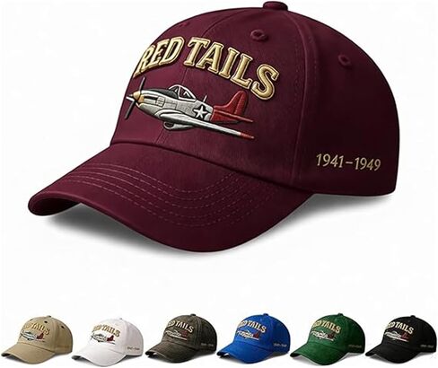 قبعة التراث Tuskegee Airmen Red Tails Heritage، مطرزة RedTails P-51 الحرب العالمية الثانية التاريخ العسكري قبعة بيسبول قابلة للتعديل in Saudi Arabia