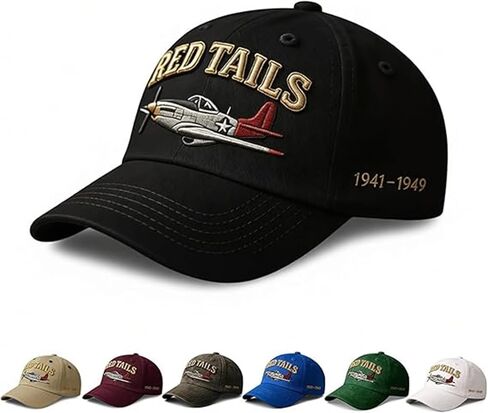 قبعة التراث Tuskegee Airmen Red Tails Heritage، مطرزة RedTails P-51 الحرب العالمية الثانية التاريخ العسكري قبعة بيسبول قابلة للتعديل in Saudi Arabia