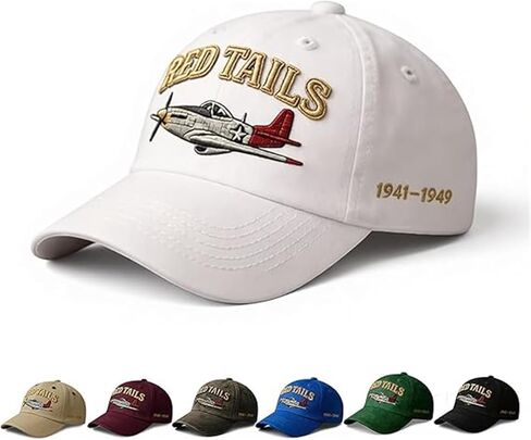 قبعة التراث Tuskegee Airmen Red Tails Heritage، مطرزة RedTails P-51 الحرب العالمية الثانية التاريخ العسكري قبعة بيسبول قابلة للتعديل in Saudi Arabia