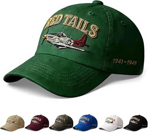 قبعة التراث Tuskegee Airmen Red Tails Heritage، مطرزة RedTails P-51 الحرب العالمية الثانية التاريخ العسكري قبعة بيسبول قابلة للتعديل in Saudi Arabia