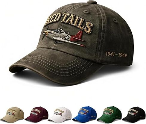 قبعة التراث Tuskegee Airmen Red Tails Heritage، مطرزة RedTails P-51 الحرب العالمية الثانية التاريخ العسكري قبعة بيسبول قابلة للتعديل in Saudi Arabia