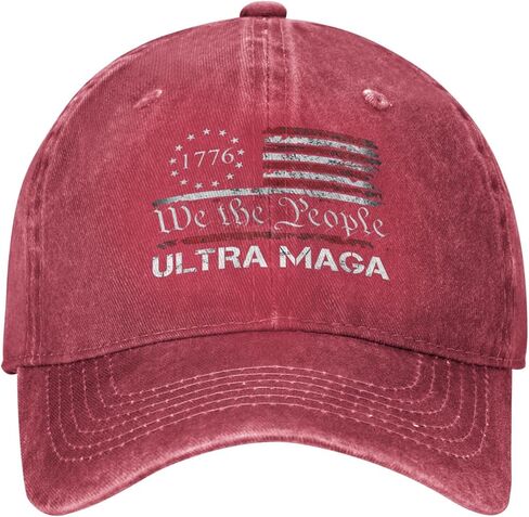 قبعة Ultra MAGA - قبعات نحن الشعب الفخور بعلم الولايات المتحدة الأمريكية، قبعة بيسبول كلاسيكية قابلة للتعديل، قبعة MAGA باللون الأحمر in Kuwait