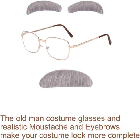 Old Man Costume Grandpa Accessories Set with Old Man Glasses Suspenders Bow Tie Cane Hat in Saudi Arabia