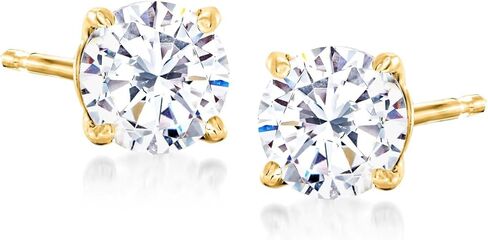 Ross-Simons Round CZ Stud Earrings in 14kt Yellow Gold in Saudi Arabia