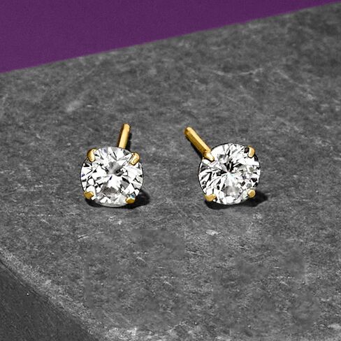Ross-Simons Round CZ Stud Earrings in 14kt Yellow Gold in Saudi Arabia