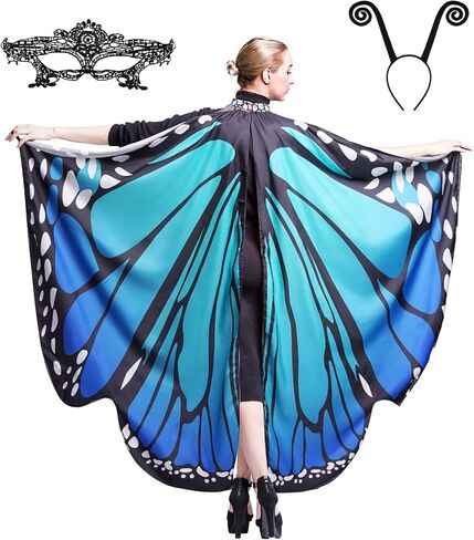 Halloween Costume Butterfly Wings Shawl for Women Fairy Adult Soft Butterfly Wings Ladies Cape Rainbow in Saudi Arabia