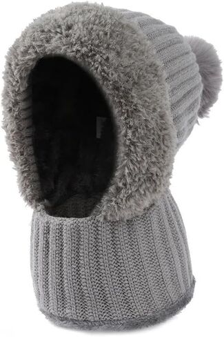 Women's 2026 Knitted Hat in Autumn and Winter, 3 in 1 Winter Cold Resistant Hat Face Mask Hooded Scarf in Saudi Arabia