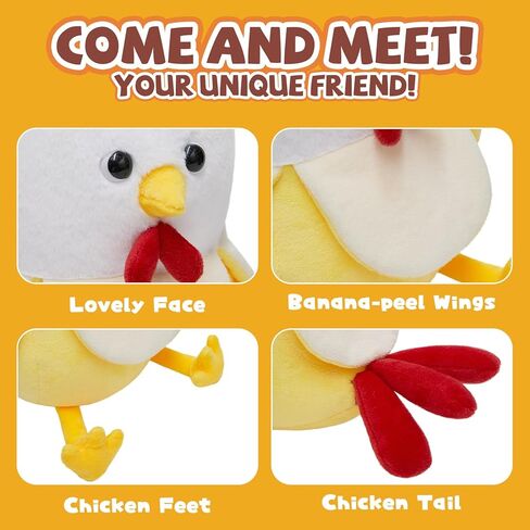Yulefly Chicken Banana Plush Pillow, 11-Inch Cute Chicken Stuffed Animal Banana Plushie Toys for Birthday in Saudi Arabia