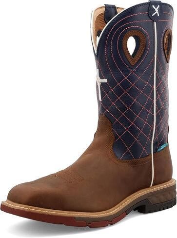 Twisted X Men's 12" Western Work Boot, Mocha & Navy, 8 B in Saudi Arabia